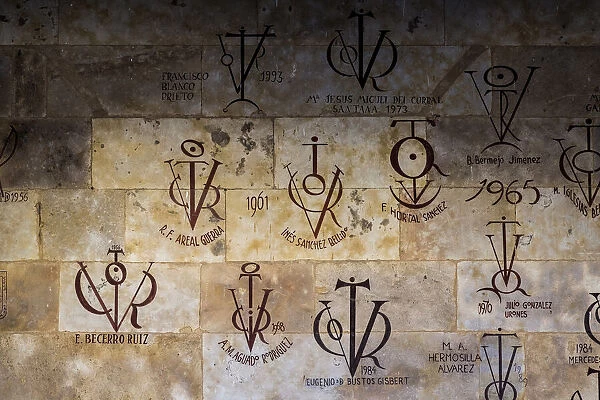 Spain, Castile and Leon, Salamanca, University, Characteristic Vitores symbols on the walls of the Philology department