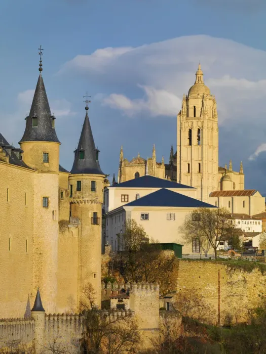 Framed Print : Spain, Castile and Leon, Segovia. The Alcazar and cathedral at sunset Framed Print : Spain, Castile and Leon, Segovia. The Alcazar and cathedral at sunset