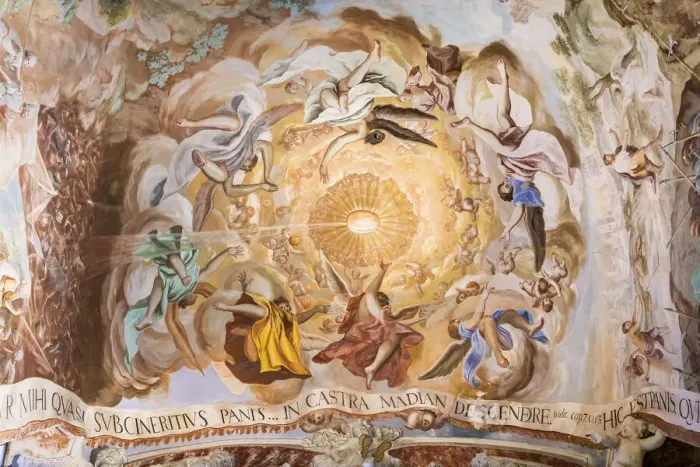 Framed Print : Spain, Castilla-La Mancaha, Toledos Cathedral, Detail of the fresco of the Framed Print : Spain, Castilla-La Mancaha, Toledos Cathedral, Detail of the fresco of the