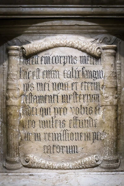 Spain, Castilla-La Mancaha, Toledos Cathedral, Headstone in the Chapel of the