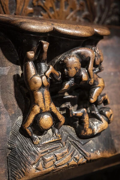 Spain, Castilla-La Mancaha, Toledos Cathedral, Carved wood based decoration of a