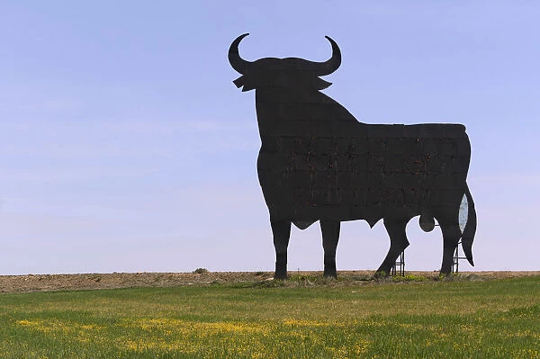 Spain, Castilla-La Mancha, Central Spain, Toledo, Osborne bull billboard