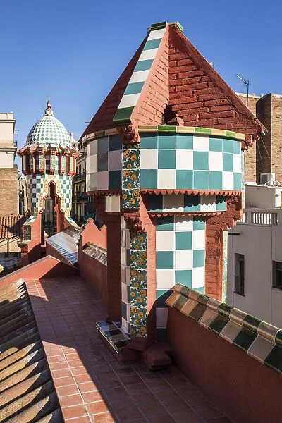 Spain, Catalonia, Barcelona, Casa Vicens, A tower on the roof terrace