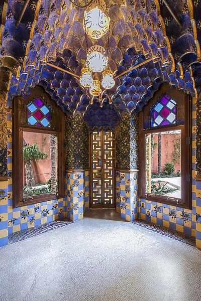 Spain, Catalonia, Barcelona, Casa Vicens, The Smokers room at the ground floor
