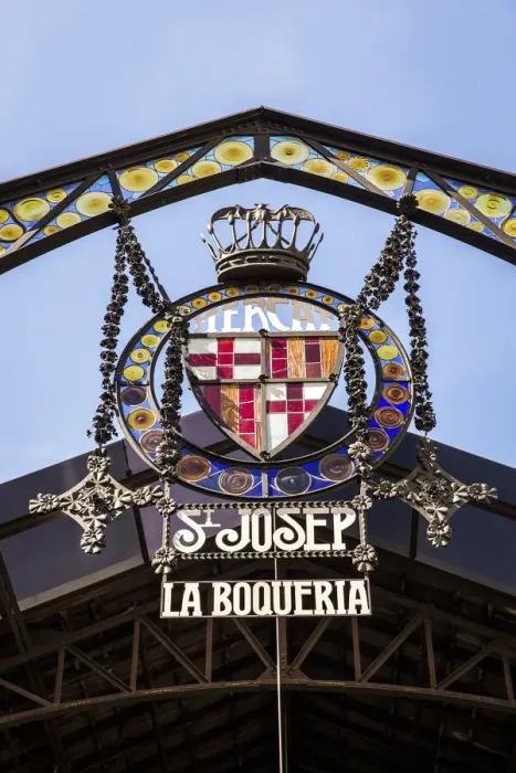 Framed Print : Spain, Catalonia, Barcelona, La Boqueria, Coat of arms at the entrance of the Boqueria market Framed Print : Spain, Catalonia, Barcelona, La Boqueria, Coat of arms at the entrance of the Boqueria market