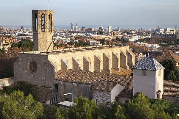 Spain, Catalonia, Barcelona, Pedralbes Monastery, Panoramic view of Barcelona