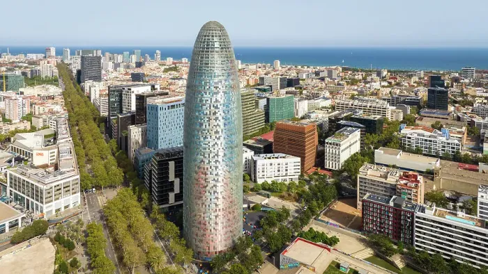 Framed Print : Spain, Catalonia, Barcelona, Poblenou, Elevated view of Glories Tower