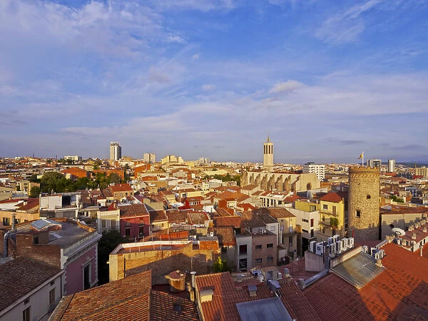 Spain, Catalonia, Barcelona Province, Terrassa, Elevated view of the city with the