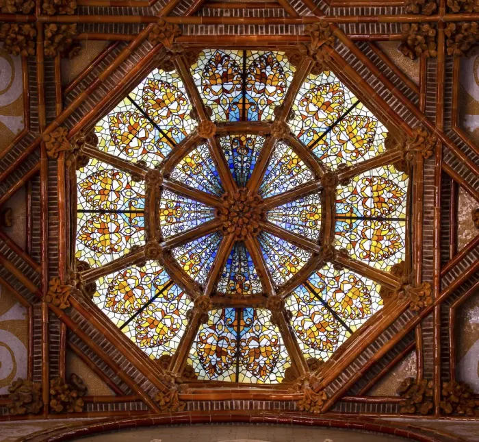 Framed Print : Spain, Catalonia, Barcelona, Sant Pau Hospital, Modernist skylight in the Administration pavillon Framed Print : Spain, Catalonia, Barcelona, Sant Pau Hospital, Modernist skylight in the Administration pavillon