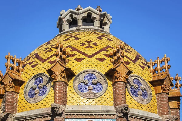 Spain, Catalonia, Barcelona, Sant Pau Hospital, The dome of St Raphaels pavillon