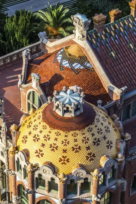 Framed Print : Spain, Catalonia, Barcelona, Sant Pau Hospital, Domes of modernist buildings Framed Print : Spain, Catalonia, Barcelona, Sant Pau Hospital, Domes of modernist buildings