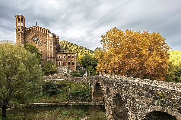 Spain, Catalonia, Olot, Sant Joan Les Fonts, The church of the village