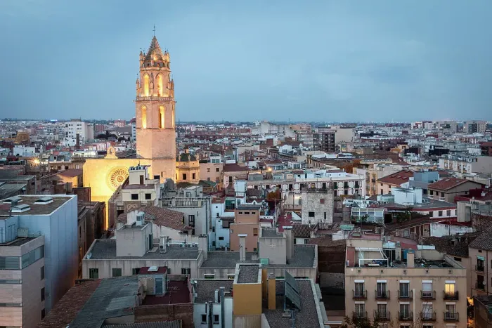 Framed Print : Spain, Catalonia, Tarragona, Reus, Elevated view of the historic center at night Framed Print : Spain, Catalonia, Tarragona, Reus, Elevated view of the historic center at night