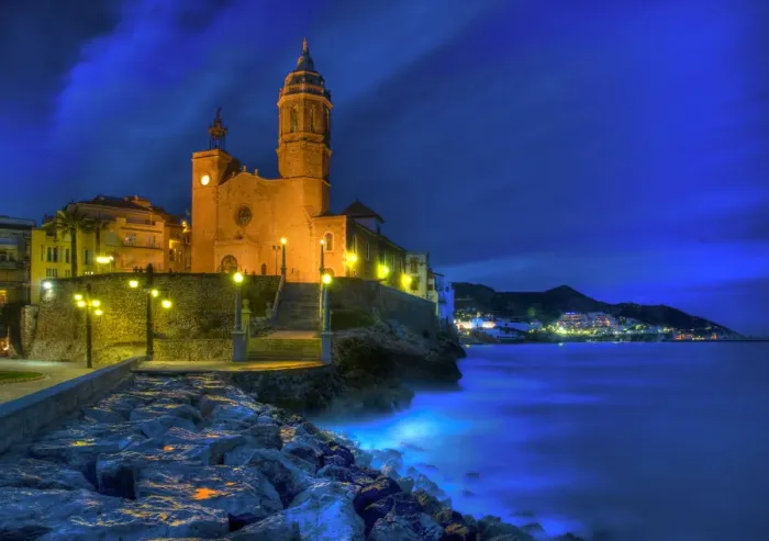 Framed Print : Spain, Catalunia (Catalunya), Sitges, Sant Bartomeu i Santa Tecla Church Framed Print : Spain, Catalunia (Catalunya), Sitges, Sant Bartomeu i Santa Tecla Church