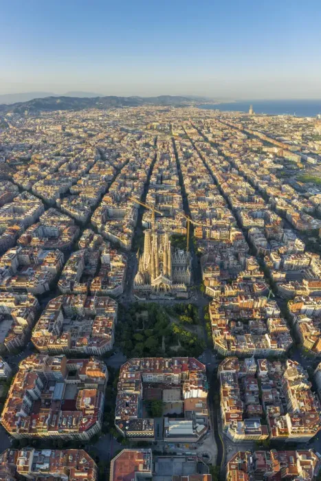 Framed Print : Spain, Catalunya, Barcelona, Aerial view of Eixample district and Sagrada Familia Framed Print : Spain, Catalunya, Barcelona, Aerial view of Eixample district and Sagrada Familia