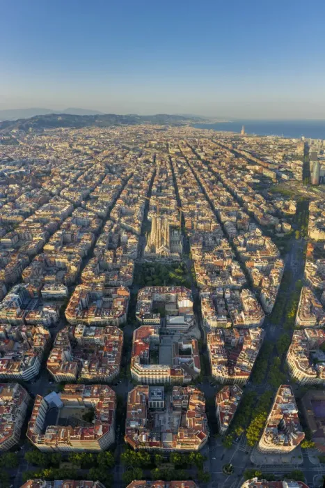 Framed Print : Spain, Catalunya, Barcelona, Aerial view of Eixample district and Sagrada Familia Framed Print : Spain, Catalunya, Barcelona, Aerial view of Eixample district and Sagrada Familia