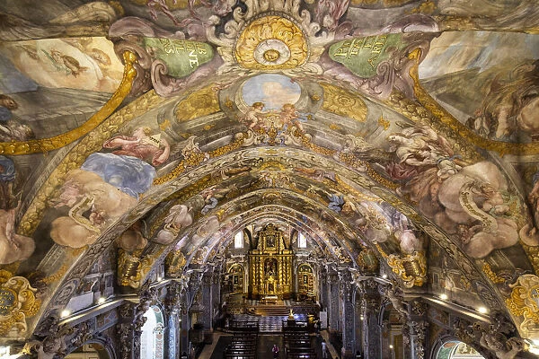 Spain, Comunidad Valenciana, Valencia, The frescoed vault of St Nicholas church