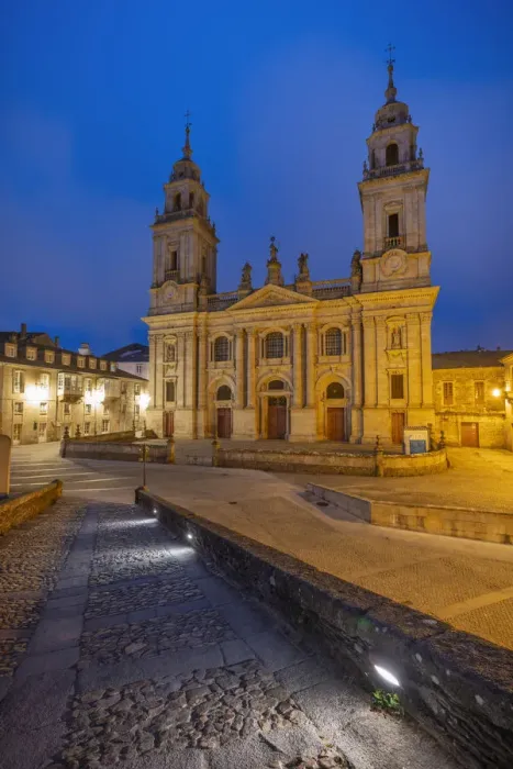 Framed Print : Spain, Galicia, Lugo, cathedral illuminated at night Framed Print : Spain, Galicia, Lugo, cathedral illuminated at night