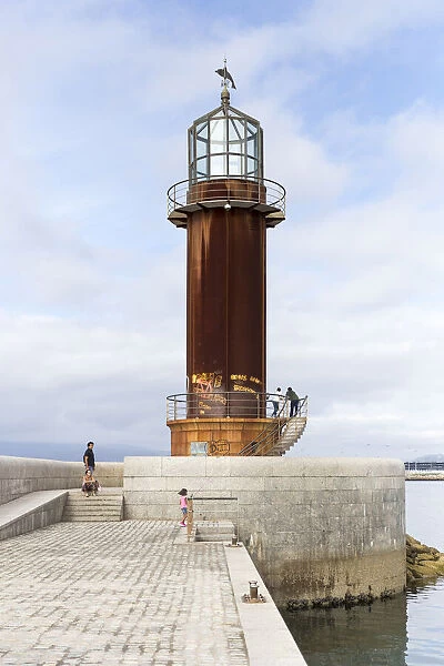 Spain, Galicia, Vigo, The lighthouse in the fenced area of the Museo del Mar