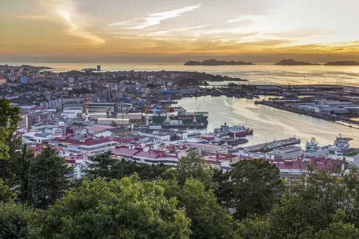 Framed Print : Spain, Galicia, Vigo, The Port of Bouzas from the Mirador do Castro Framed Print : Spain, Galicia, Vigo, The Port of Bouzas from the Mirador do Castro