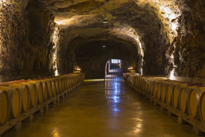 Framed Print : Spain, La Rioja, Haro. The wine caves at Bodegas Roda, a modern Rioja winery