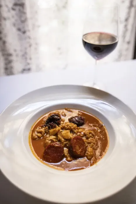 Framed Print : Spain, Madrid, Lhardy restaurant, A plate of calluses Madrid style Framed Print : Spain, Madrid, Lhardy restaurant, A plate of calluses Madrid style