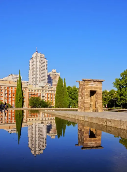 Framed Print : Spain, Madrid, Parque del Oeste, View of the Temple of Debod Framed Print : Spain, Madrid, Parque del Oeste, View of the Temple of Debod