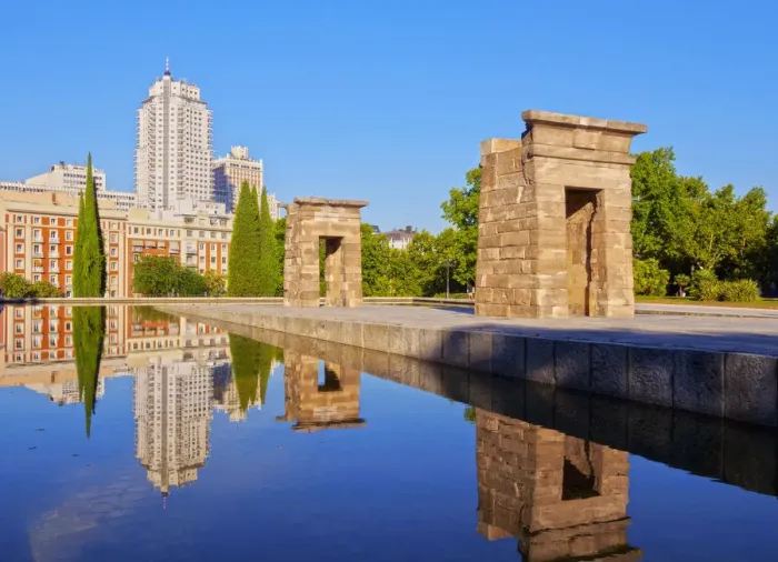 Framed Print : Spain, Madrid, Parque del Oeste, View of the Temple of Debod Framed Print : Spain, Madrid, Parque del Oeste, View of the Temple of Debod