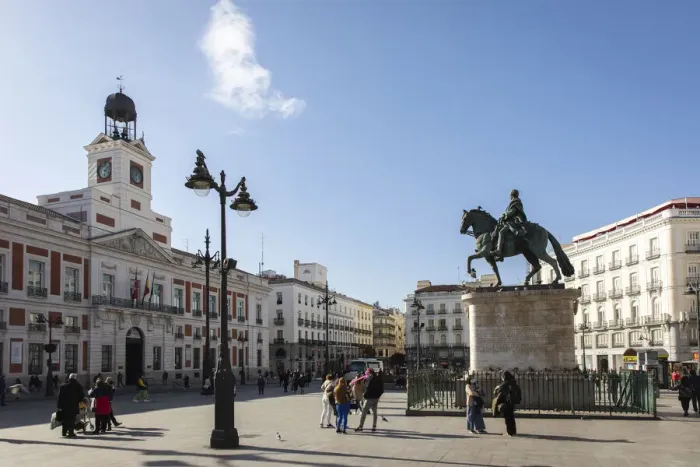 Framed Print : Spain, Madrid, Puerta del Sol square Framed Print : Spain, Madrid, Puerta del Sol square
