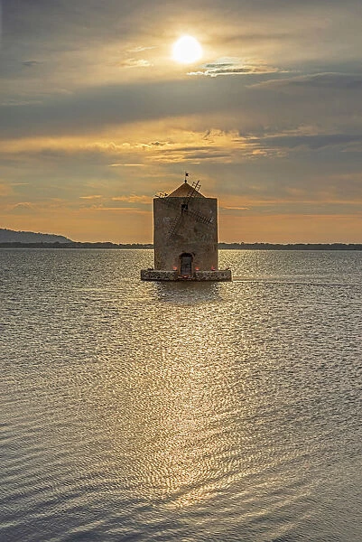 The spanish windmill at the Orbetello lagoon, Grosseto, Maremma, Tuscany, Italy