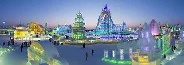 Spectacular illuminated ice sculptures at the Harbin Ice and Snow Festival in Heilongjiang Province