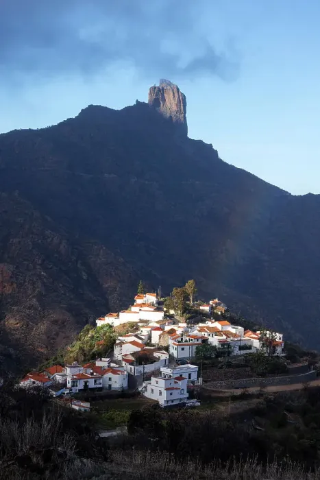 Framed Print : Spectacular mountain scenery and Roque Bentayga with Tejeda town in Central Gran Canaria, Canary Islands, Spain Framed Print : Spectacular mountain scenery and Roque Bentayga with Tejeda town in Central Gran Canaria, Canary Islands, Spain