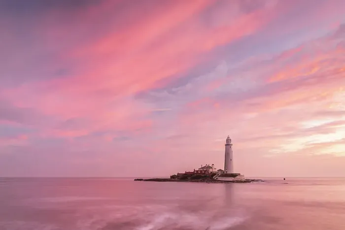 Framed Print : Spectacular sunrise sky over St Mary's Lighthouse, Whitley Bay, Northumberland, England. Autumn (October) 2021 Framed Print : Spectacular sunrise sky over St Mary's Lighthouse, Whitley Bay, Northumberland, England. Autumn (October) 2021