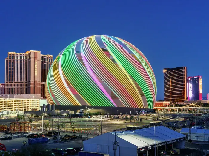 Framed Print : The Sphere, Exosphere is nightly used to display art and advertising Aerial View of Skyline, Strip at Night, Las Vegas, Nevada, USA Framed Print : The Sphere, Exosphere is nightly used to display art and advertising Aerial View of Skyline, Strip at Night, Las Vegas, Nevada, USA