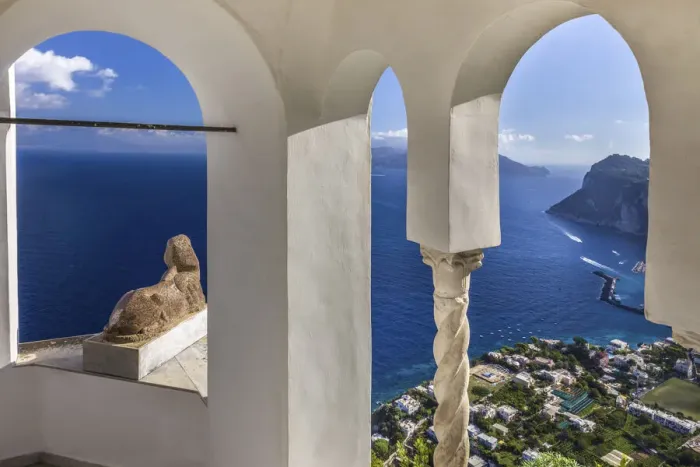 Framed Print : Sphinx in the garden of Villa San Michele, Anacapri, Capri, Gulf of Naples, Campania Framed Print : Sphinx in the garden of Villa San Michele, Anacapri, Capri, Gulf of Naples, Campania