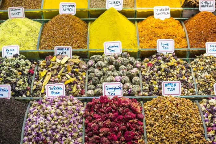 Framed Print : Spices and dried petals  /  flowers, Grand Bazaar, Istanbul, Turkey