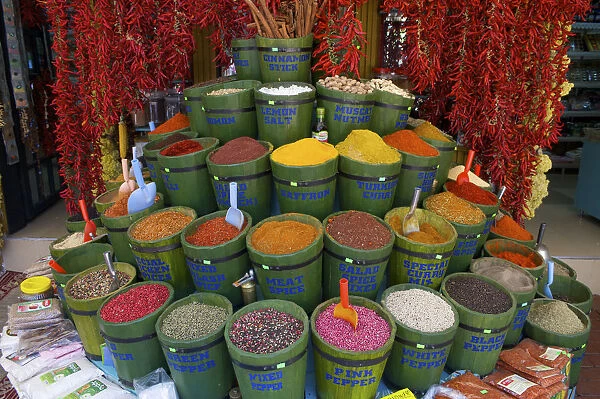 Spices, Market in Fethiye, Aegean, Turquoise Coast, Turkey