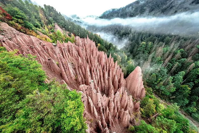 Framed Print : Spiked rock pillars of the earth pyramids in the autumn woods, Soprabolzano, Renon / Ritten, Bolzano, South Tyrol, Italy Framed Print : Spiked rock pillars of the earth pyramids in the autumn woods, Soprabolzano, Renon / Ritten, Bolzano, South Tyrol, Italy