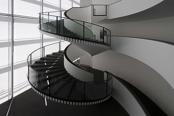 Spiral staircase at Neues Museum Nurnberg, Nuremberg, Middle Franconia, Bavaria, Germany