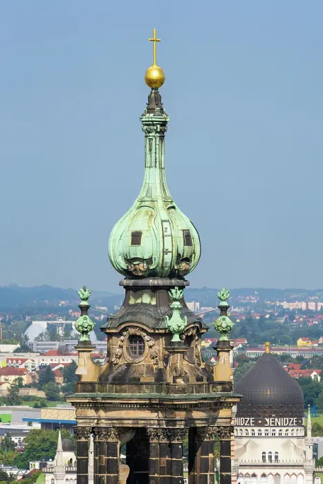Framed Print : Spire with holy cross on top of Dresden Cathedral, Dresden, Saxony, Germany Framed Print : Spire with holy cross on top of Dresden Cathedral, Dresden, Saxony, Germany