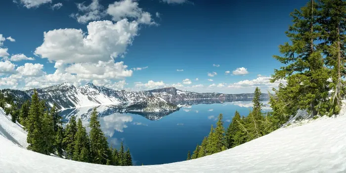 Framed Print : Spring Snow at Crater Lake National Park, Oregon, USA Framed Print : Spring Snow at Crater Lake National Park, Oregon, USA