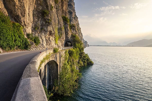 The SS45bis scenic road on the coast of Garda Lake near Limone sul Garda