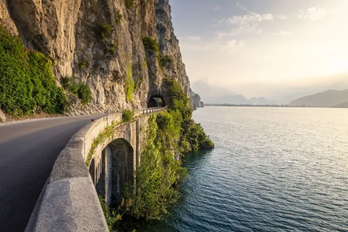 Framed Print : The SS45bis scenic road on the coast of Garda Lake near Limone sul Garda Framed Print : The SS45bis scenic road on the coast of Garda Lake near Limone sul Garda