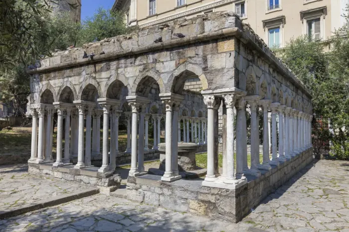 Framed Print : St Andrew cloister ruins, Garden near Christopher Columbus house, Genoa, Liguria, Italy Framed Print : St Andrew cloister ruins, Garden near Christopher Columbus house, Genoa, Liguria, Italy