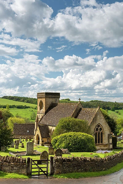 St Barnabas Church in the picturesques Cotswolds village of Snowshill, Gloucestershire, England. Spring (May) 2021