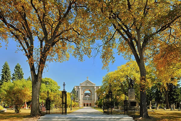 St. Boniface Cathedral in autumn. 5th church on the same site, Winnipeg, Manitoba, Canada