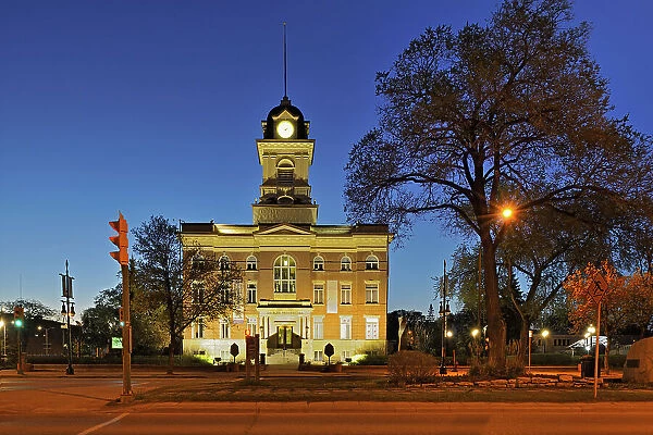 St. Boniface City Hall at night, Winnipeg, Manitoba, Canada