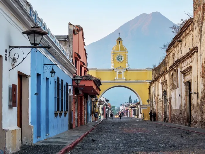 Framed Print : St. Catalina's Arch and Agua Volcano at sunrise, Antigua Guatemala, Sacatepequez Department, Guatemala Framed Print : St. Catalina's Arch and Agua Volcano at sunrise, Antigua Guatemala, Sacatepequez Department, Guatemala