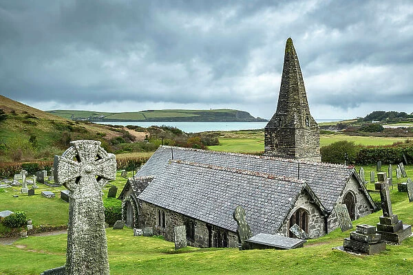 St Enodoc Church near the entrance to the Camel Estuary, Trebetherick, Cornwall, England. Spring (April) 2022
