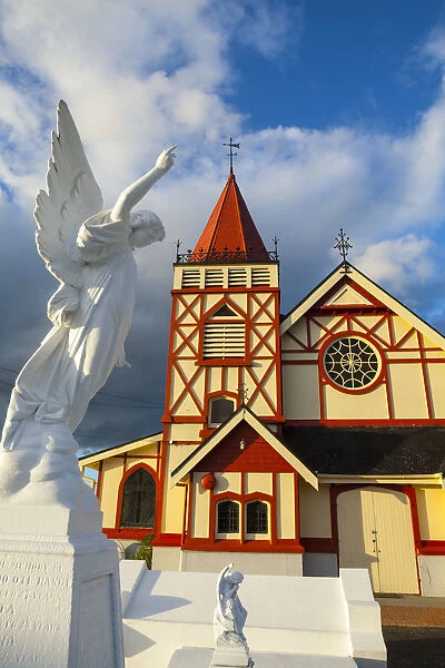 St Faiths Anglican church at Ohinemutu on Lake Rotorua, North Island, New